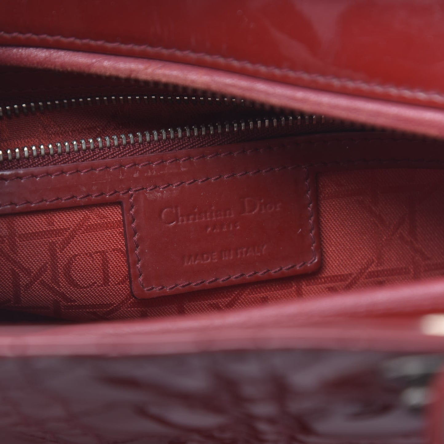 Patent Cannage Large Lady Dior Red