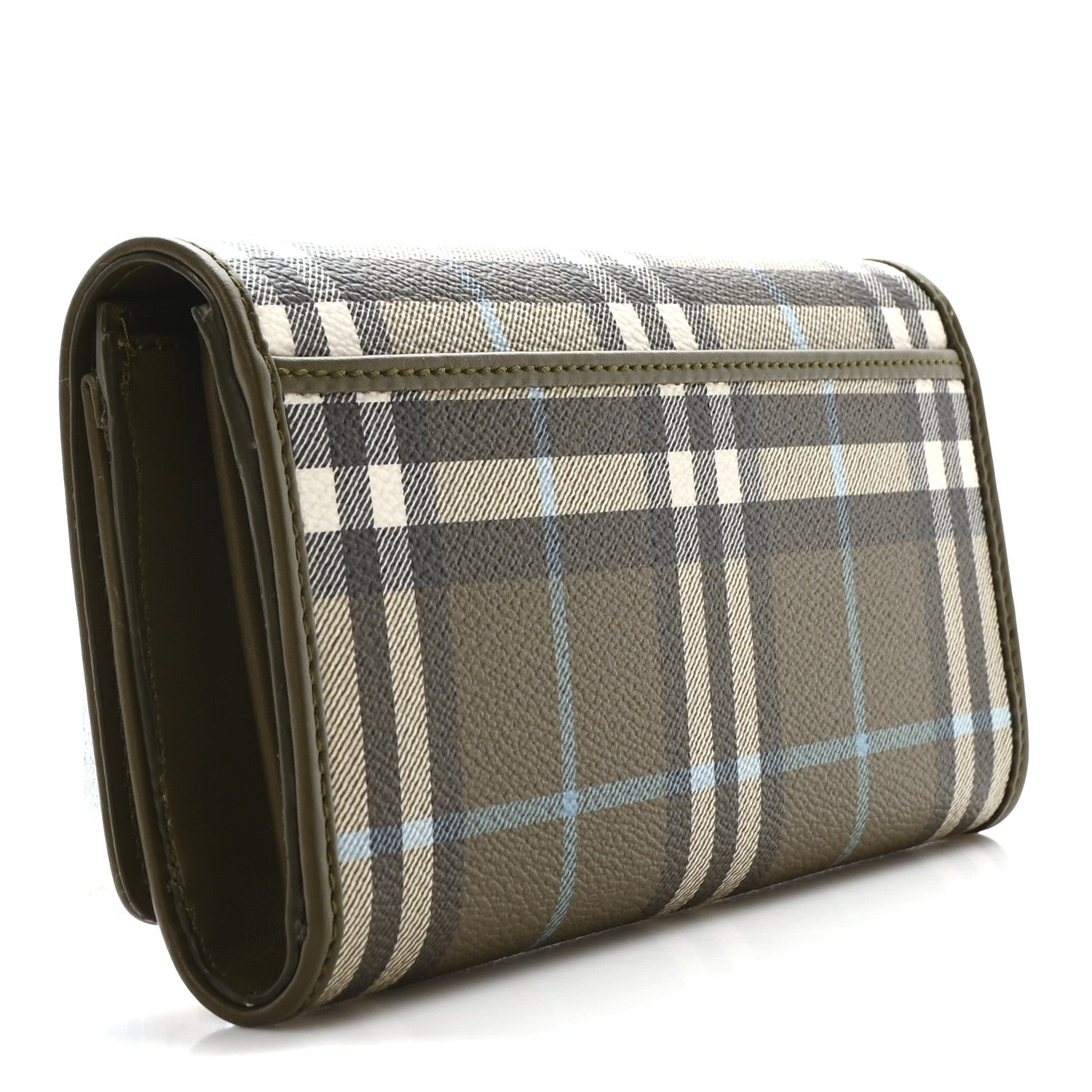 Burberry Halton Vintage Check Continental Wallet Olive Green 3 of 9