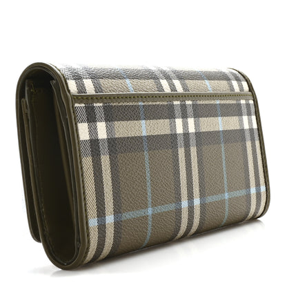 Burberry Halton Vintage Check Continental Wallet Olive Green 3 of 9