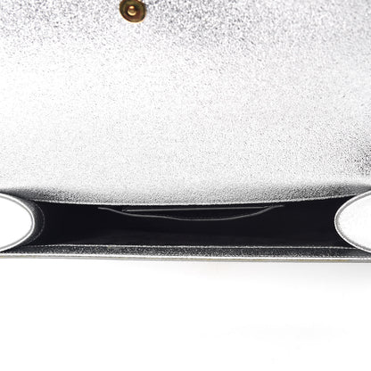 Saint Laurent Textured Metallic Calfskin Classic Monogram Cassandre Clutch Silver 7 of 9