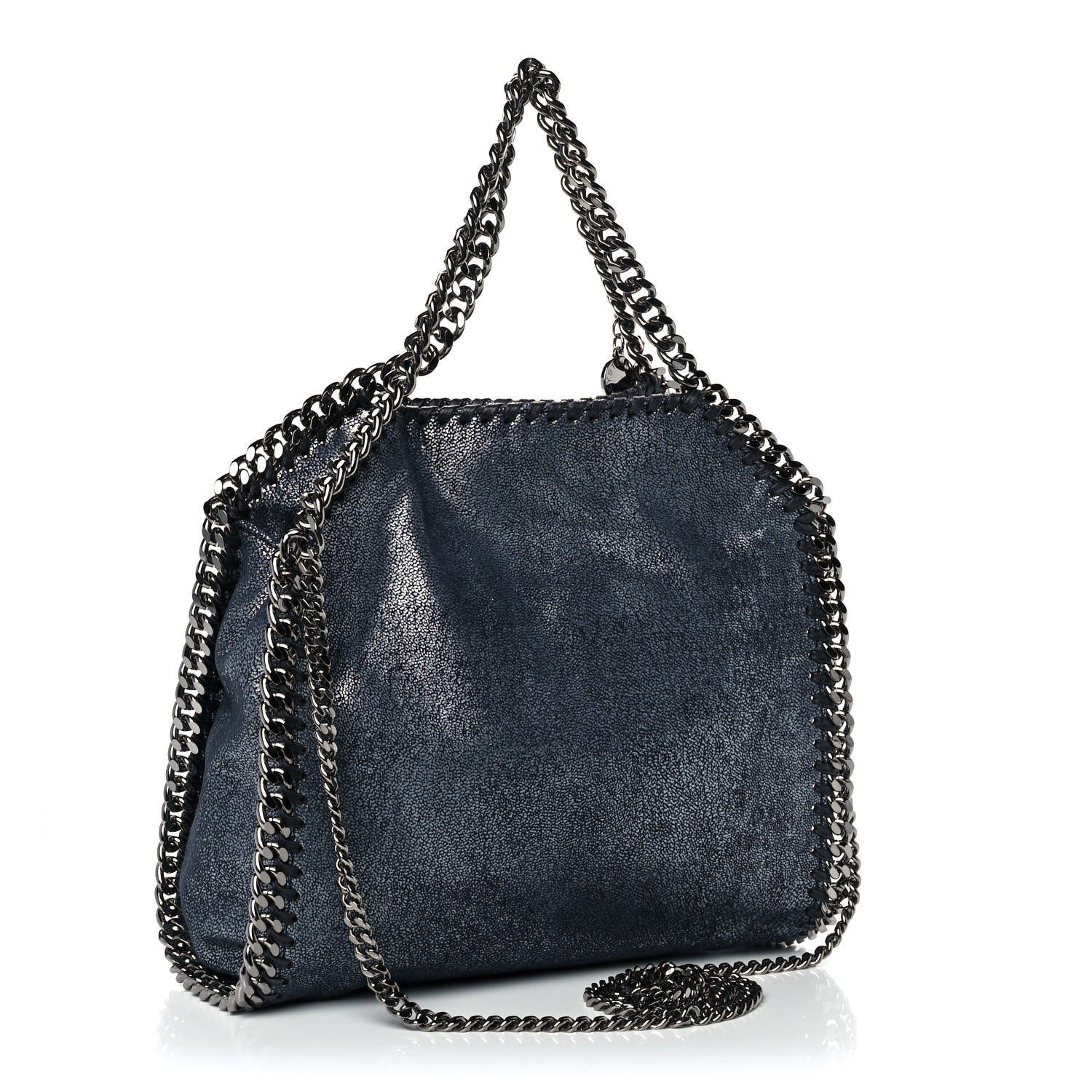 Stella McCartney Chamois Shiny Dotted Mini Falabella Crossbody Navy 3 of 10