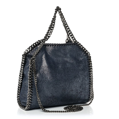 Stella McCartney Chamois Shiny Dotted Mini Falabella Crossbody Navy 3 of 10