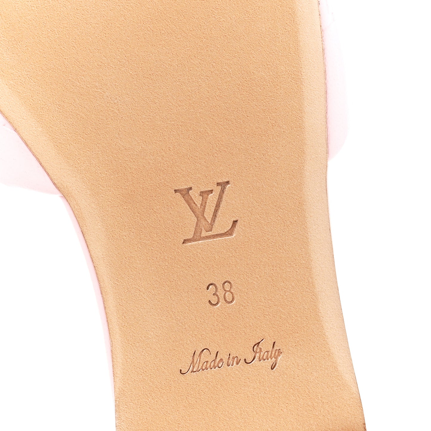 Lambskin Embossed Monogram Revival Flat Mules 38 Rose Clair
