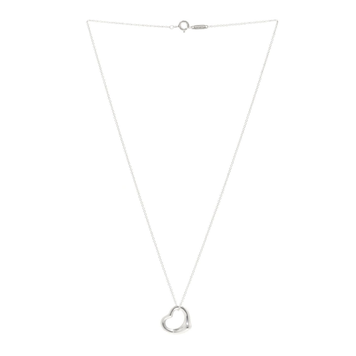 Sterling Silver 16mm Elsa Peretti Open Heart Pendant Necklace