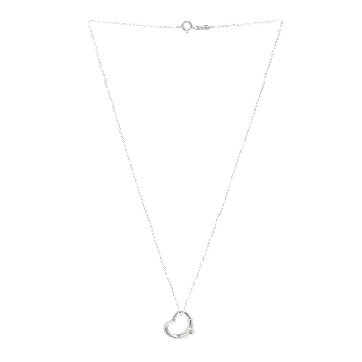 Tiffany Sterling Silver 16mm Elsa Peretti Open Heart Pendant Necklace 3 of 6