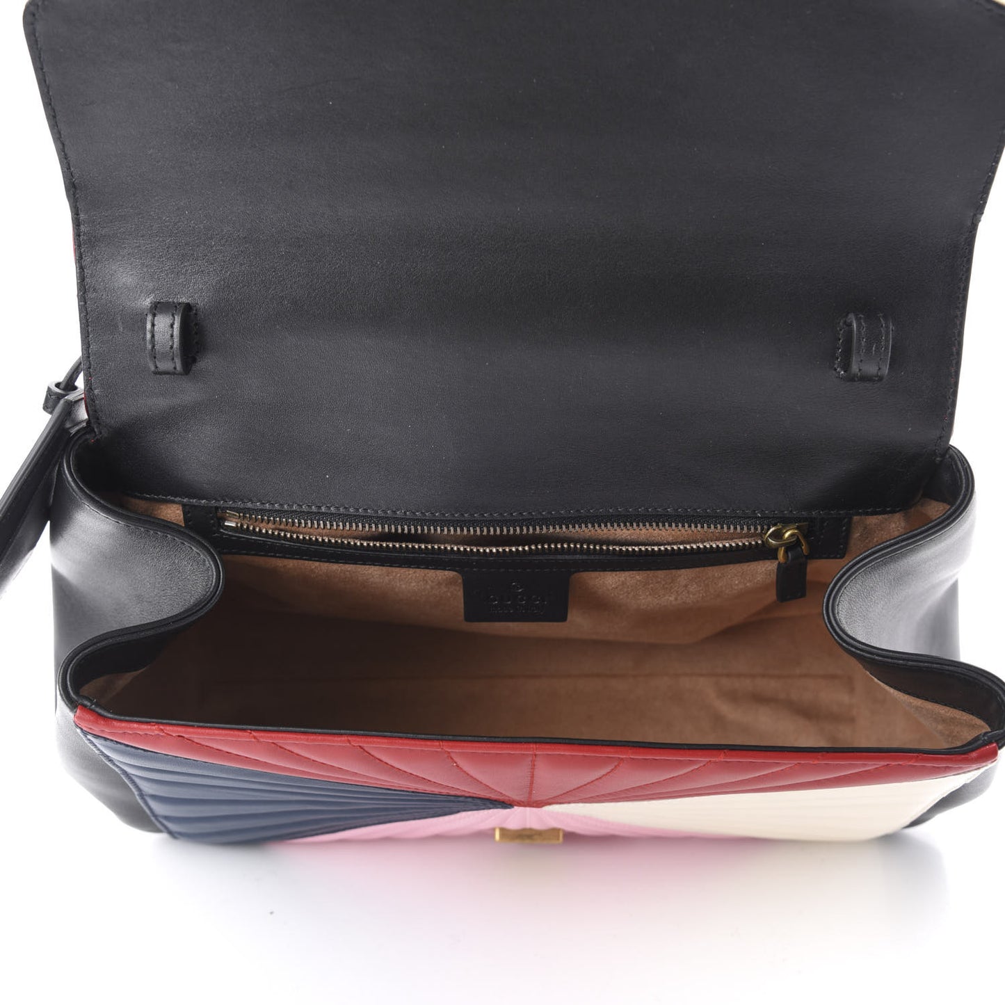 Calfskin Bamboo Trapuntata Queen Margaret Top Handle Bag Blue Agata Hibiscus Red Mystic White Sugar Pink