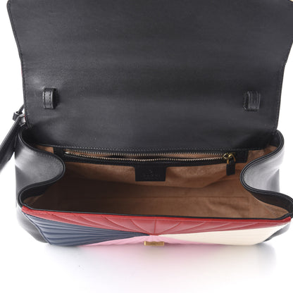 Gucci Calfskin Bamboo Trapuntata Queen Margaret Top Handle Bag Blue Agata Hibiscus Red Mystic White Sugar Pink 6 of 11