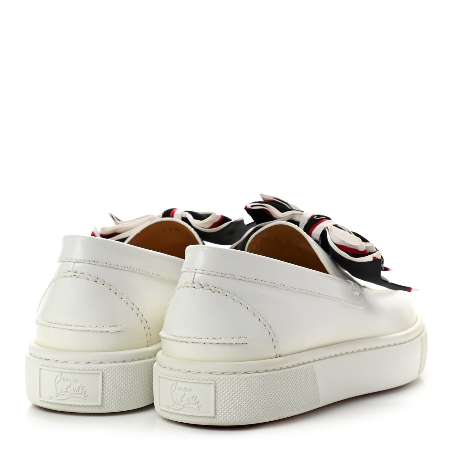 Calfskin Womens Ferry Paquet Bow Sneaker Boat Flats 37.5 White
