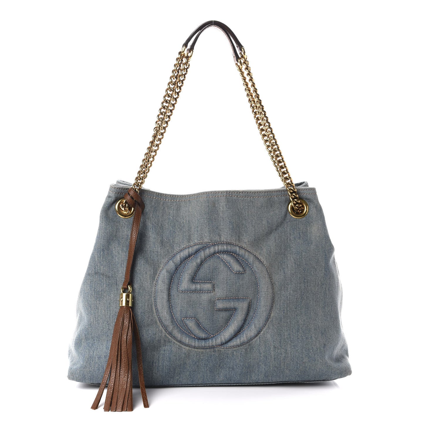 Denim Medium Soho Chain Shoulder Bag Blue