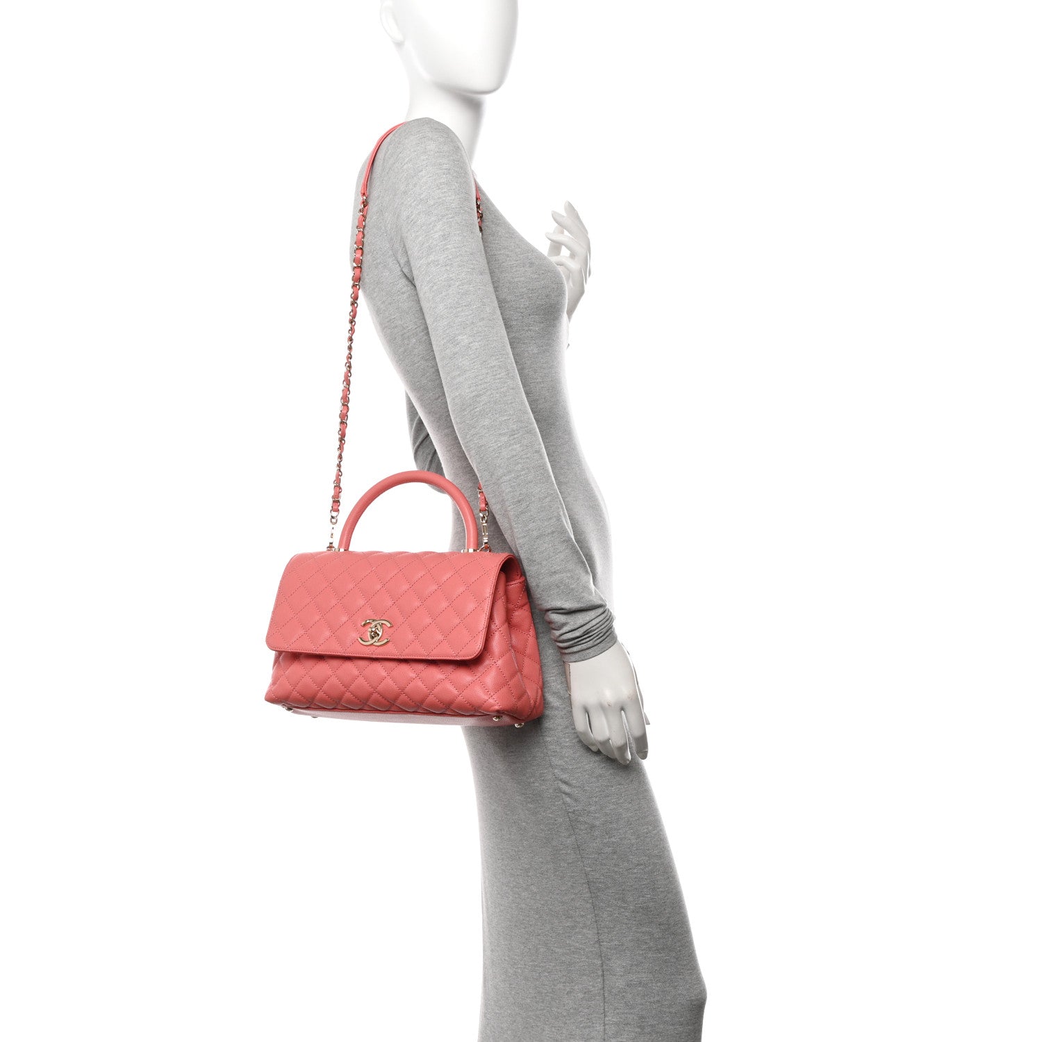 Chanel Caviar Quilted Small Coco Handle Flap Pink 2 of 9