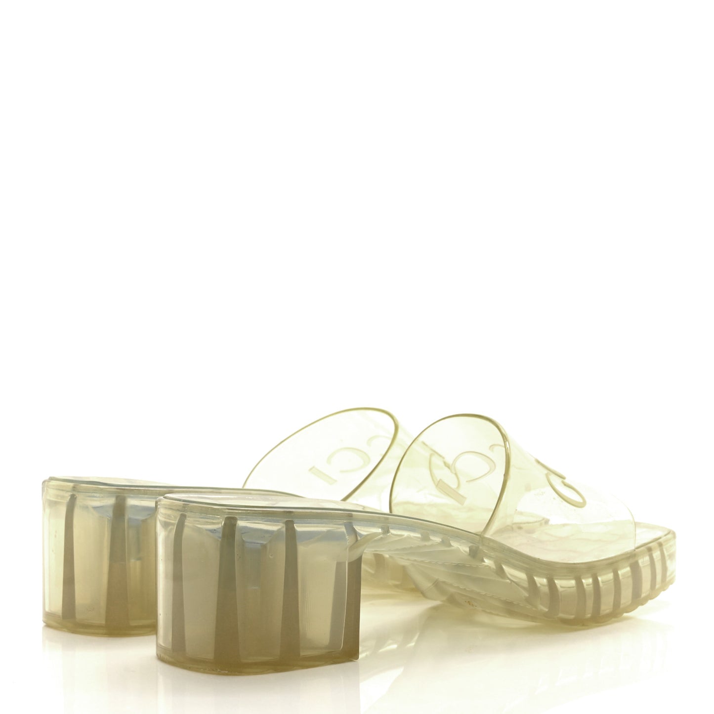 Rubber Gucci Logo Womens Platform 20/60mm Slide Sandals 38 Transparent