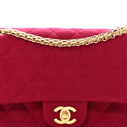 Chanel Jersey Quilted Medium Double Flap Bijoux Chain Dark Pink 8 of 10