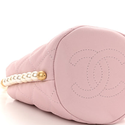 Chanel Calfskin Quilted Pearl Mini About Pearls Drawstring Bucket Light Pink 9 of 10