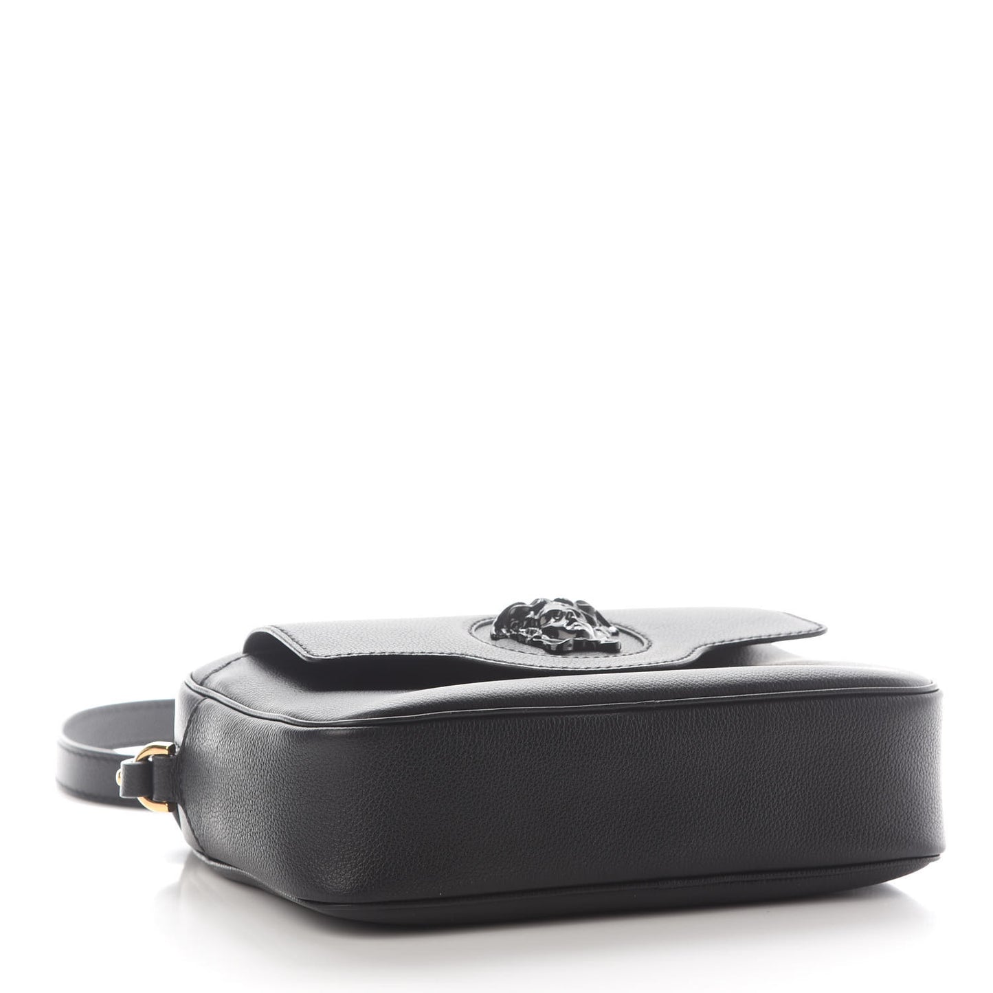 Grained Calfskin Medusa Camera Bag Black