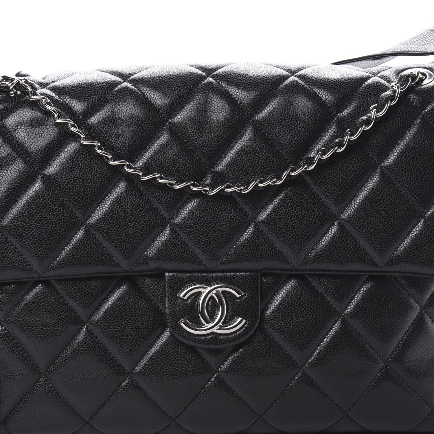 Chanel Glazed Caviar Large Nature Flap Bag Black 8 of 11