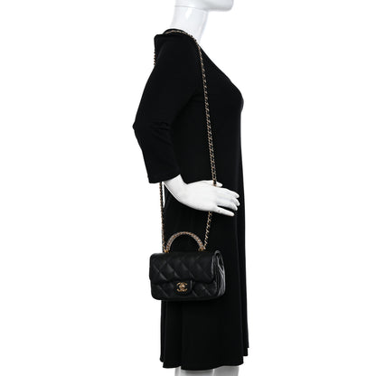 Chanel Lambskin Quilted Resin Top Handle Mini Flap Black 2 of 11