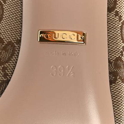 Gucci Monogram Malaga Kid Script Logo Bow 55mm Pumps 39.5 Beige Ebony Great White 6 of 7