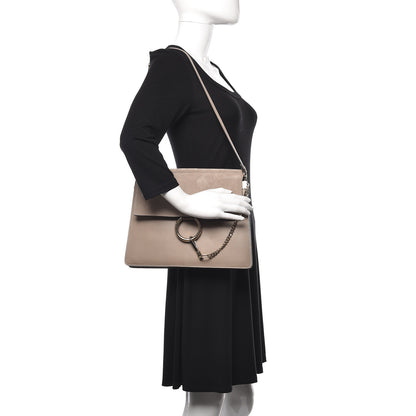 Chloe Calfskin Suede Medium Faye Shoulder Bag Motty Grey 2 of 13