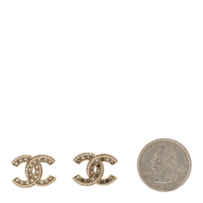 Chanel Crystal Timeless CC Earrings Light Gold 2 of 5