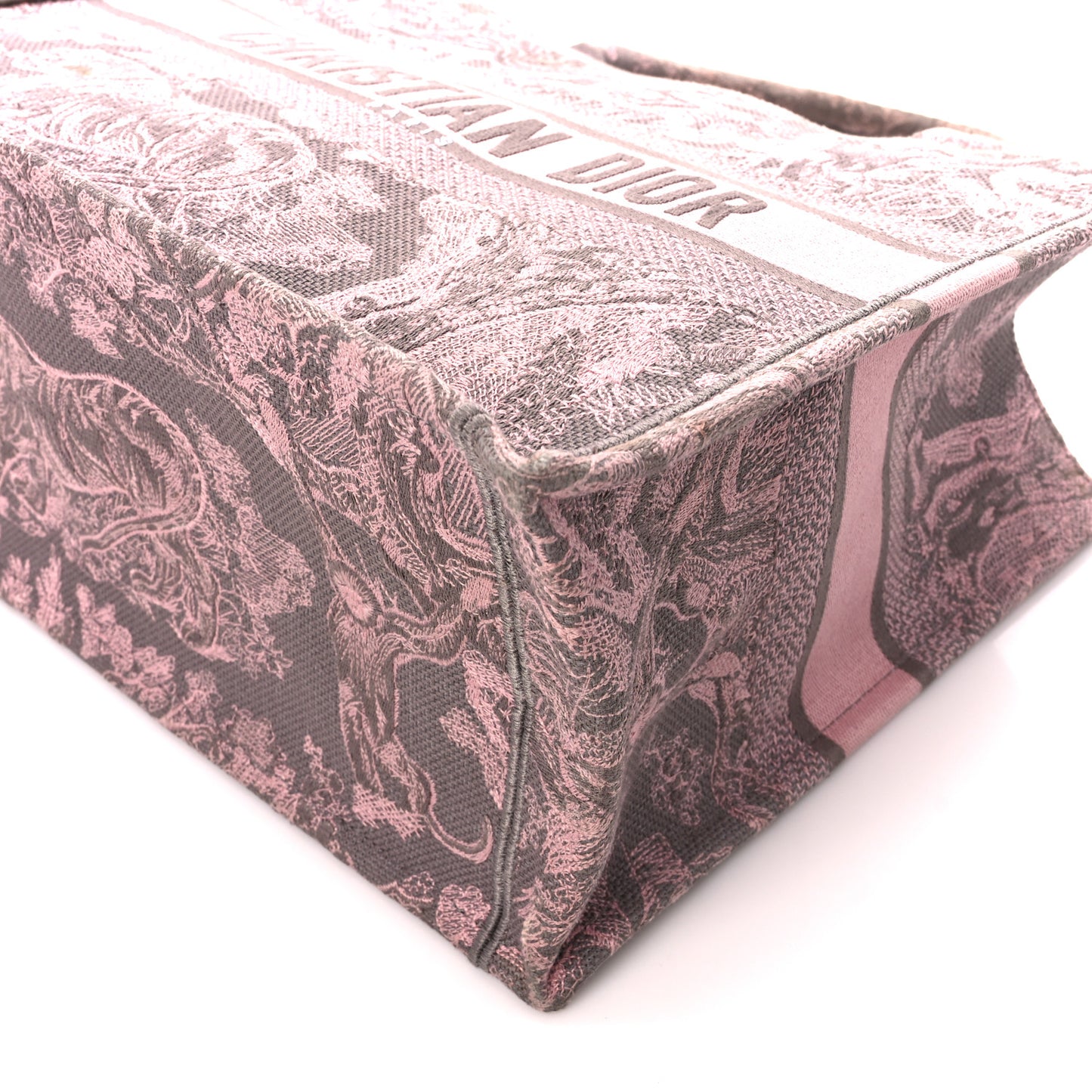 Canvas Embroidered Medium Dioriviera Toile De Jouy Book Tote Pink Grey