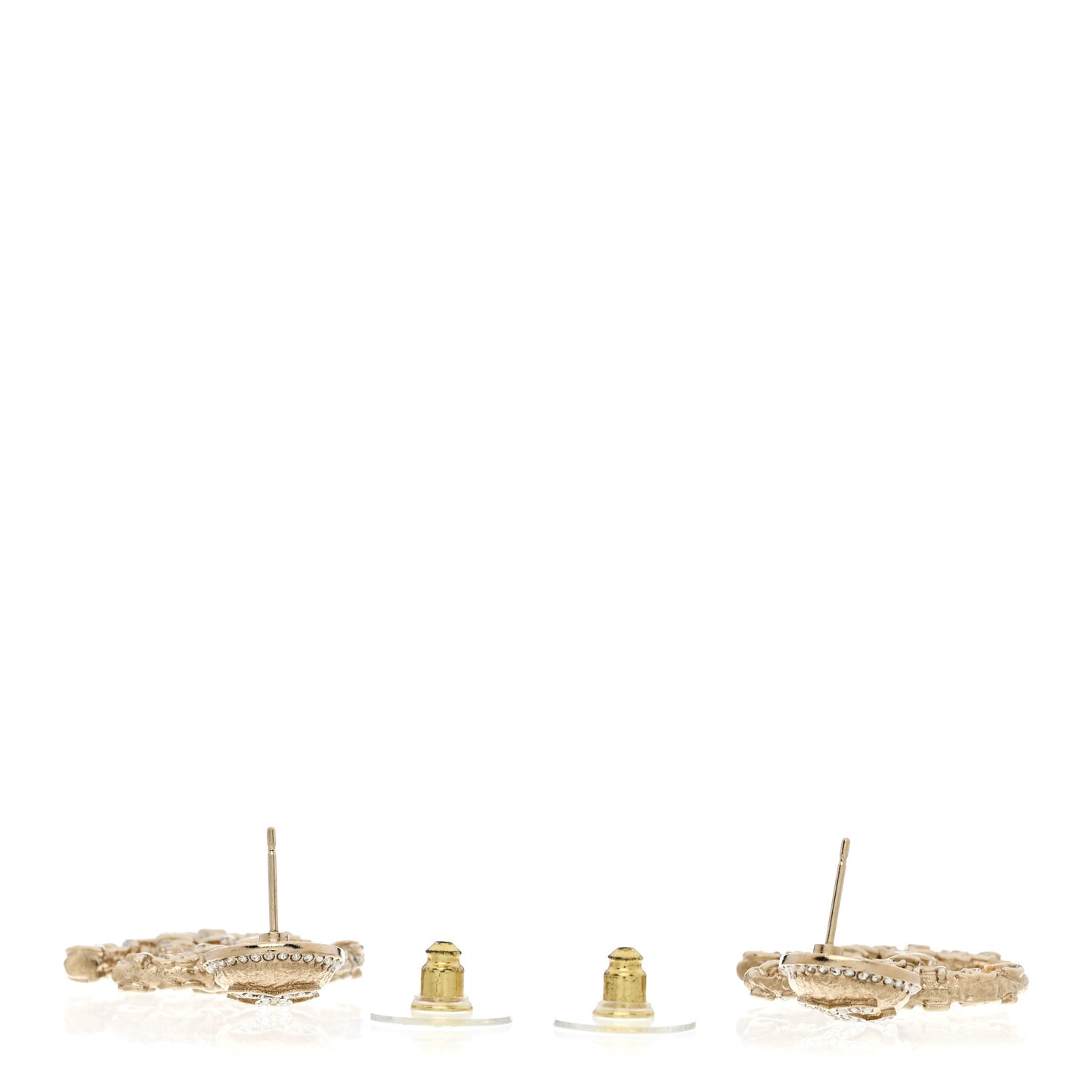 Crystal CC Drop Logo Earrings Gold