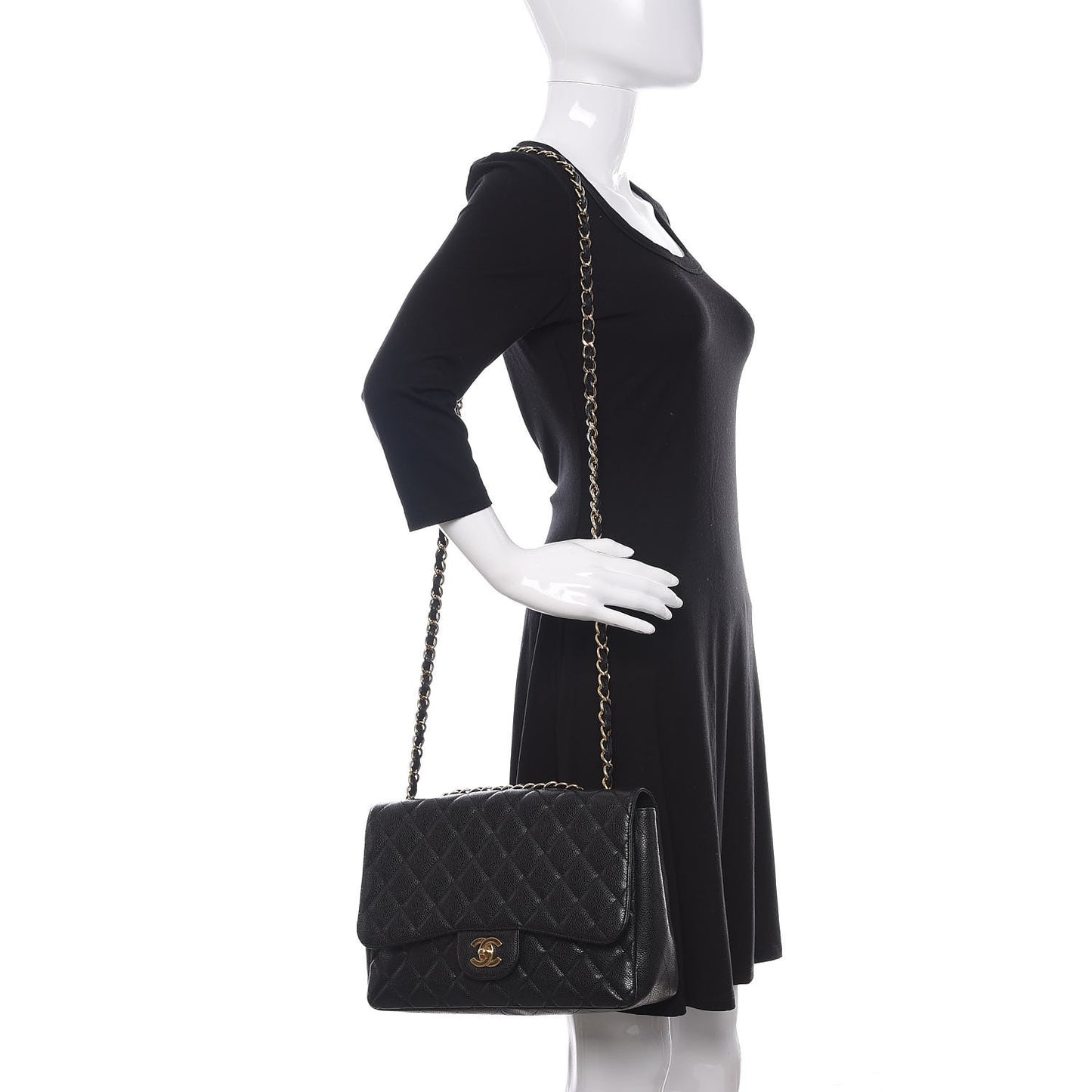 Caviar Quilted Jumbo Single Flap Black