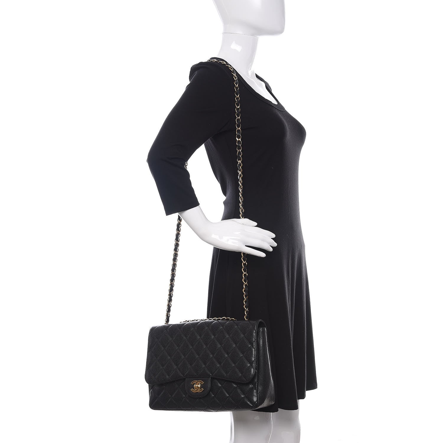 Chanel Caviar Quilted Jumbo Single Flap Black 2 of 10