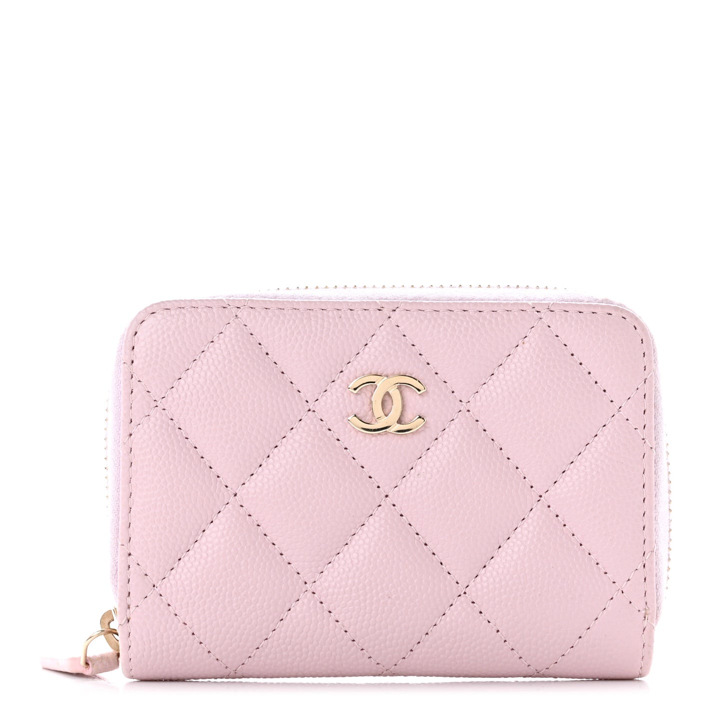 Caviar Quilted Zip Coin Purse Light Pink