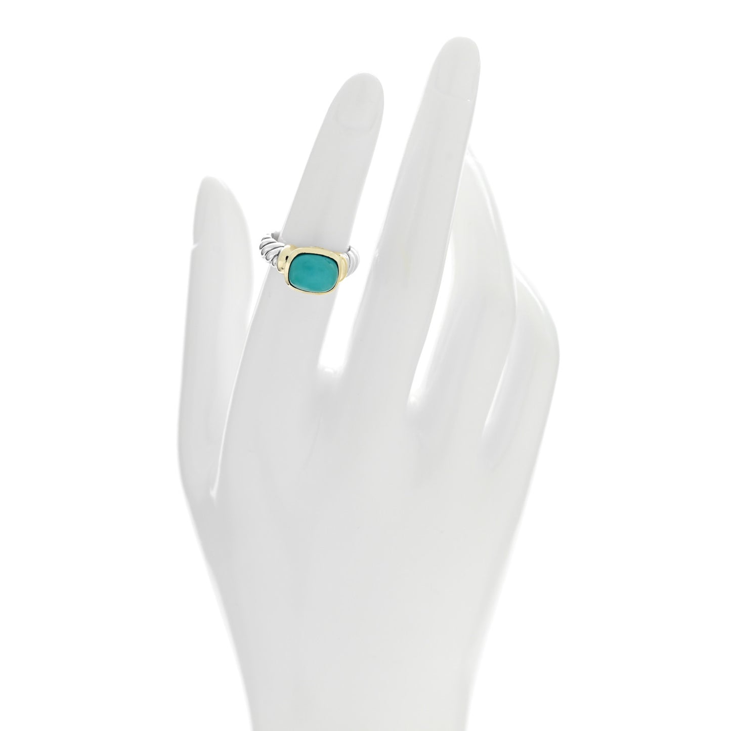 Sterling Silver 14K Yellow Gold Turquoise 10mm Noblesse Ring 50 5.5