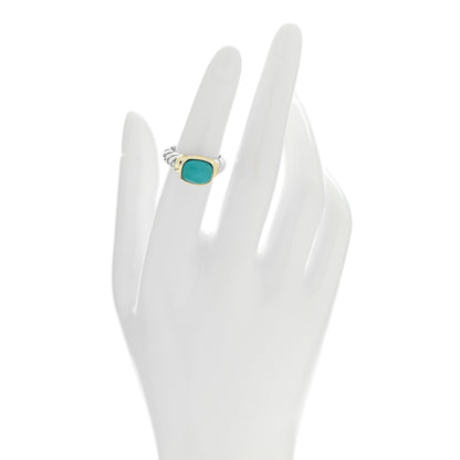 David Yurman Sterling Silver 14K Yellow Gold Turquoise 10mm Noblesse Ring 50 5.5 2 of 4