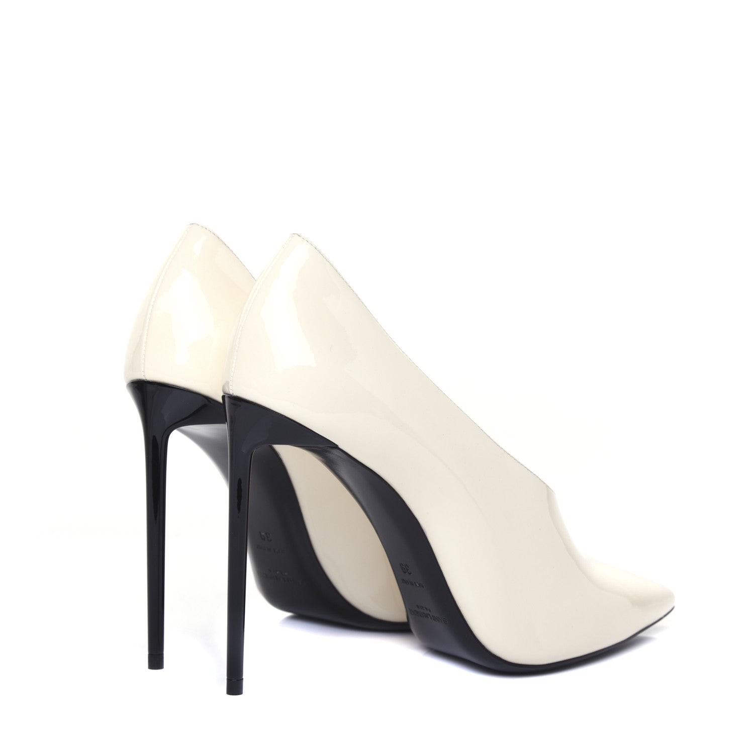 Saint Laurent Patent Calfskin Teddy High Vamp 105 Pumps 39 White 4 of 11