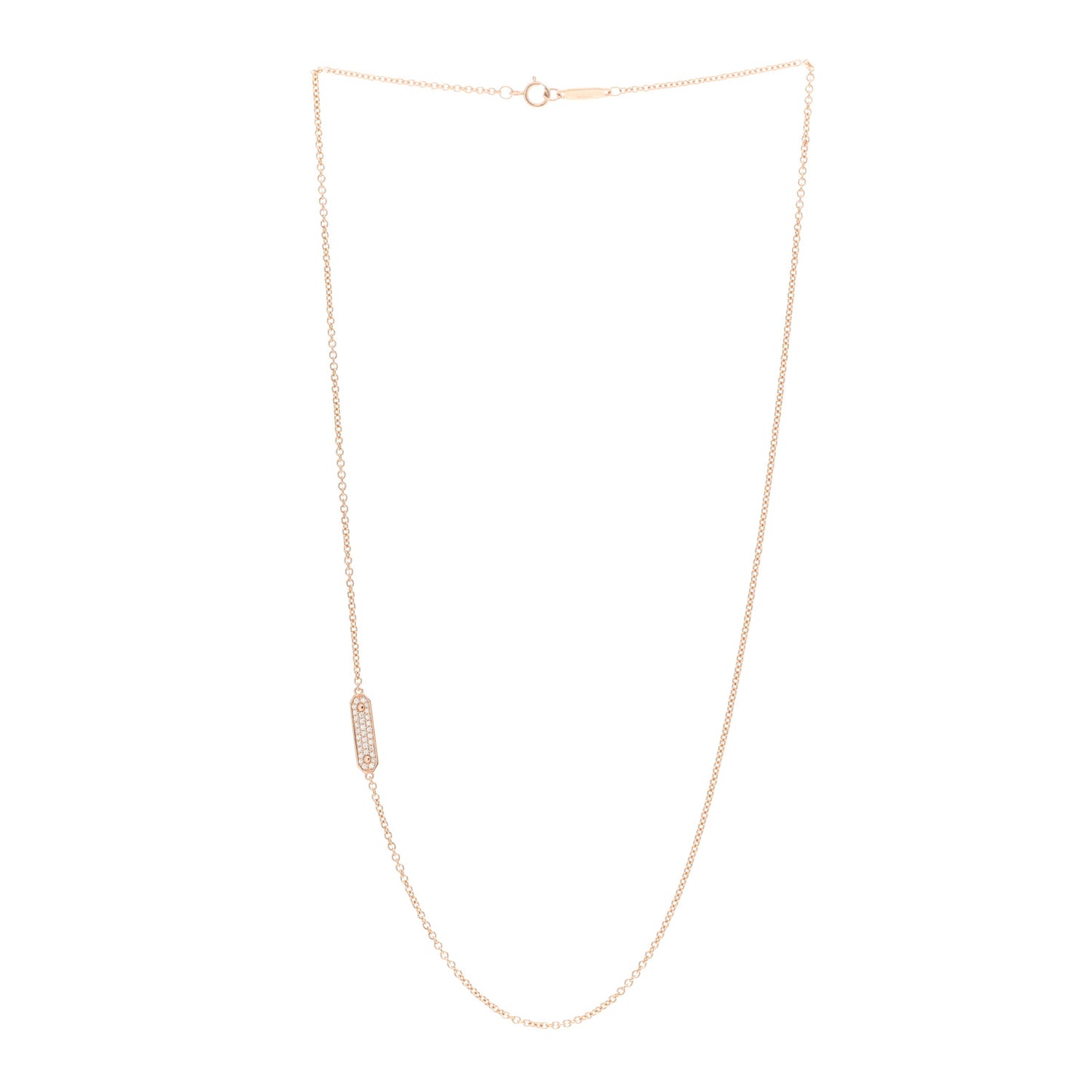18K Rose Gold Diamond Tag Chain Necklace