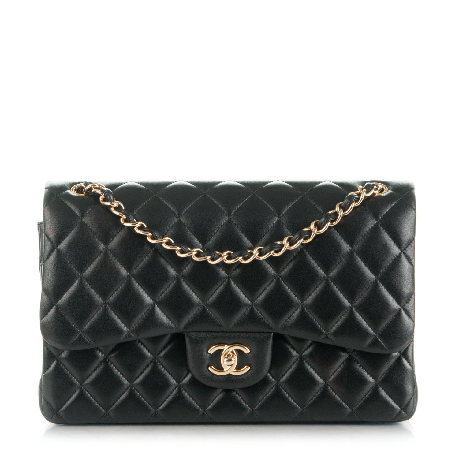 Chanel Lambskin Quilted Jumbo Double Flap Black 1 of 9