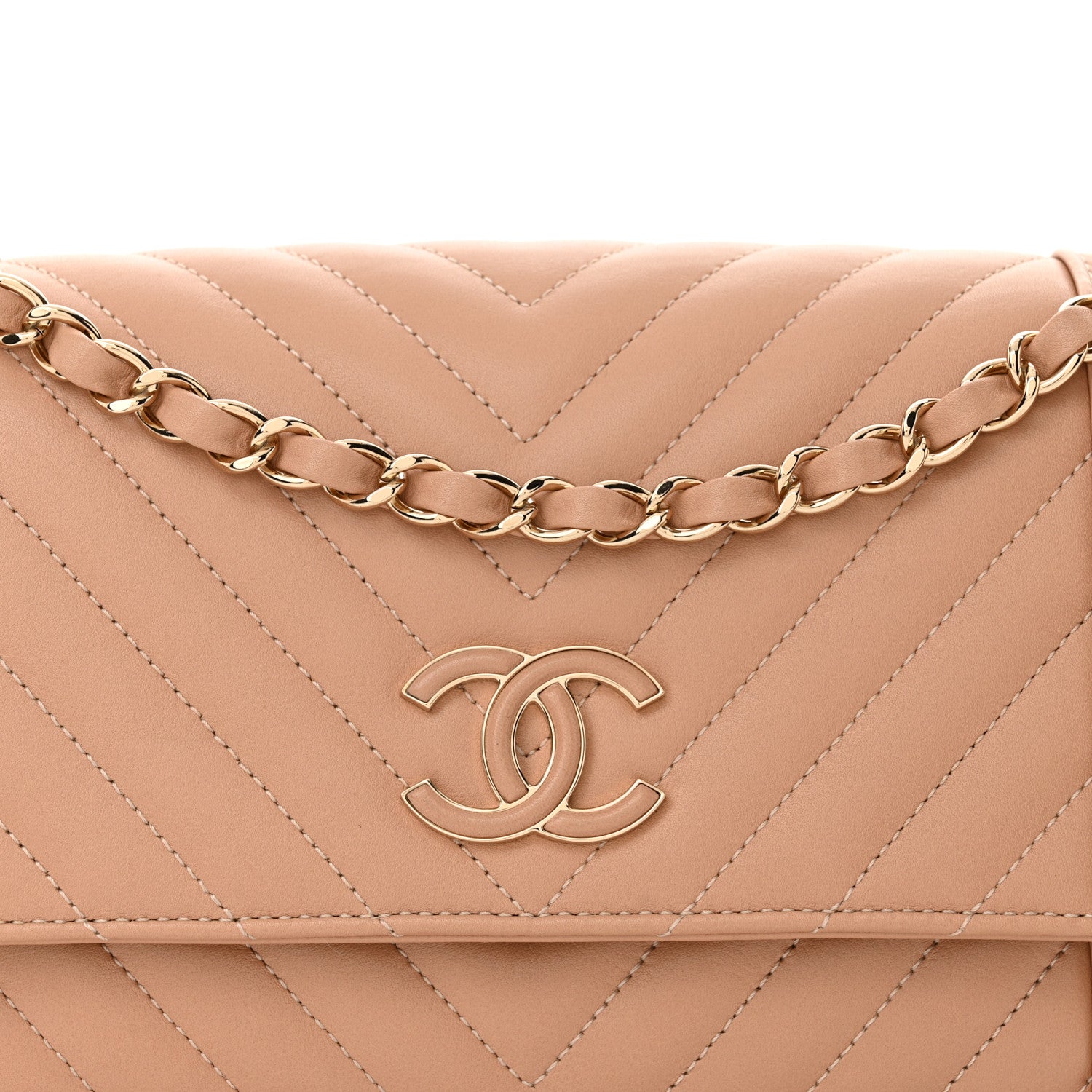 Chanel Calfskin Quilted Medium Daily Chevron Flap Beige 8 of 12
