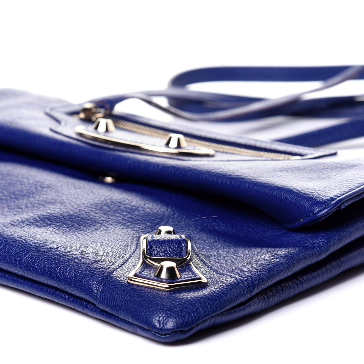 Chevre Gold Metallic Edge Hardware Envelope Clutch Bleu Roi