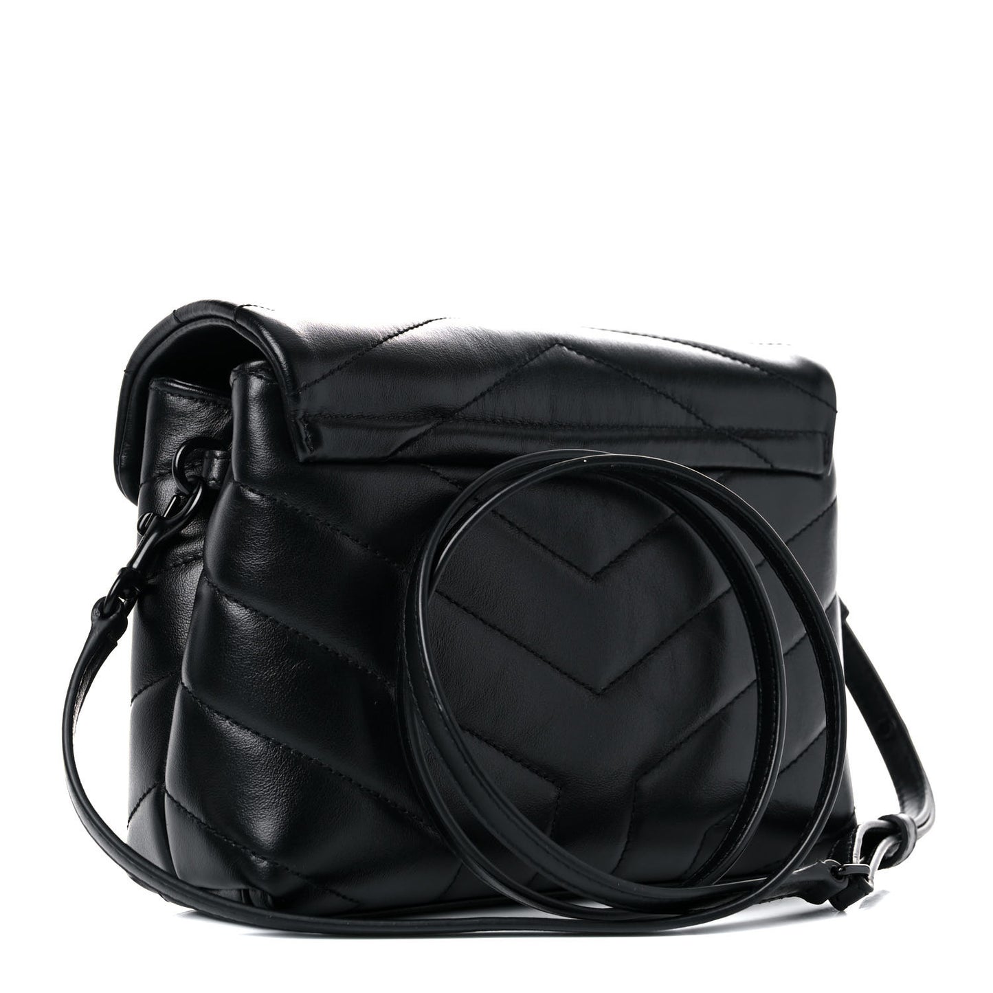 Calfskin Y Quilted Monogram Toy Loulou Crossbody Bag Black
