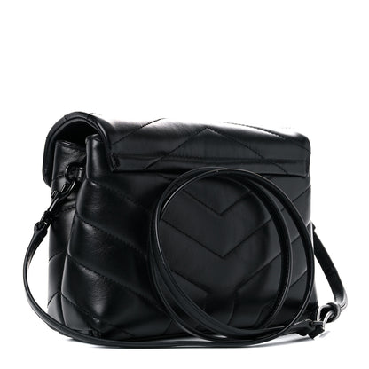 Saint Laurent Calfskin Y Quilted Monogram Toy Loulou Crossbody Bag Black 3 of 10
