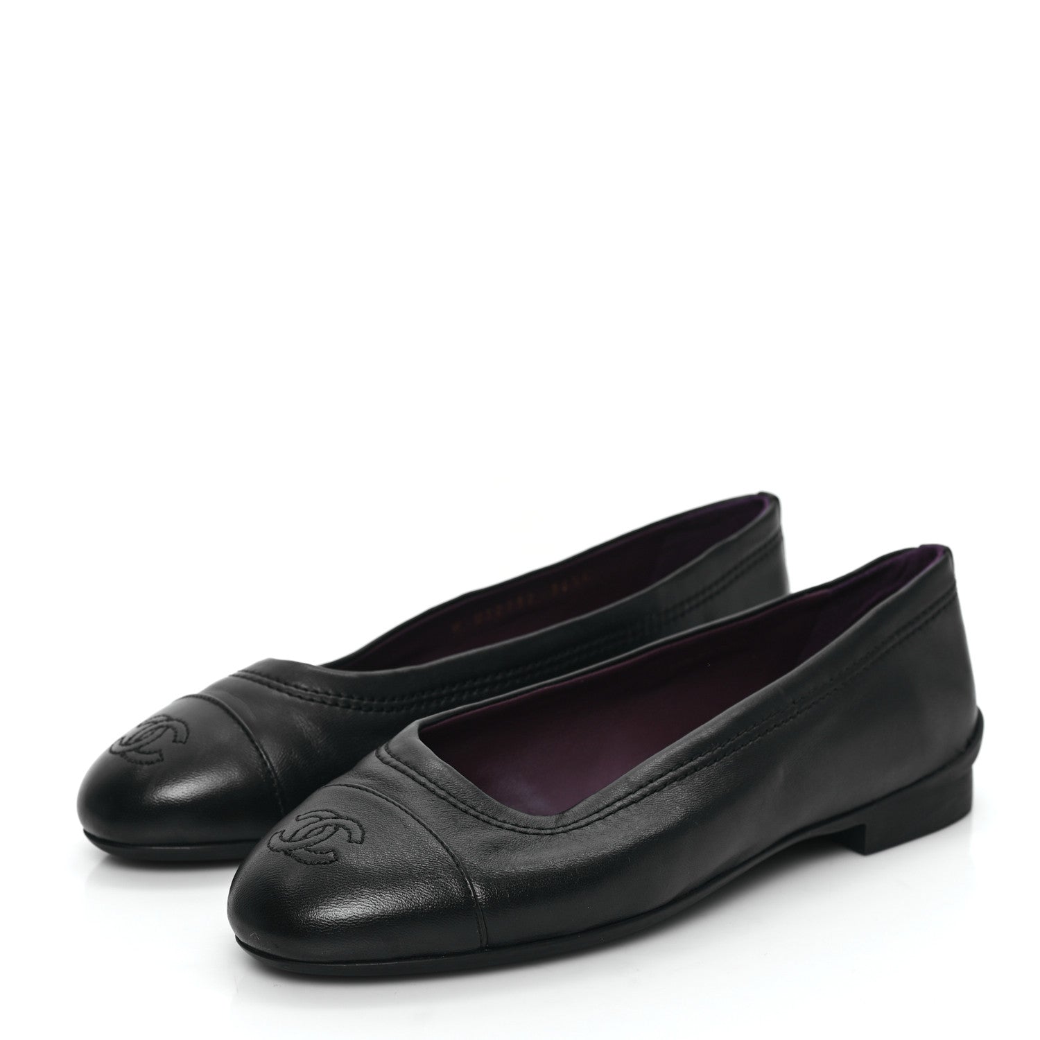 Chanel Lambskin Cap Toe CC Uniform Ballerina Flats 36.5 Black 3 of 8