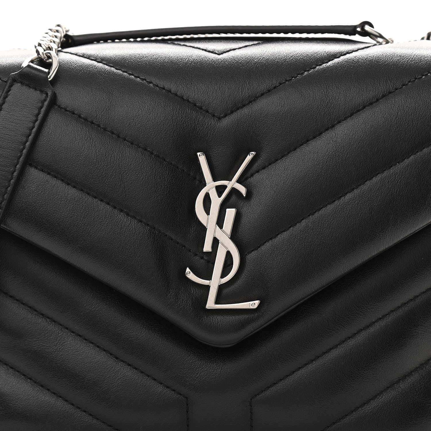Saint Laurent Calfskin Y Quilted Monogram Small Loulou Chain Satchel Black 6 of 8