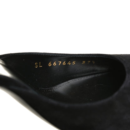 Saint Laurent Suede Chain Trim Pumps 37.5 Black 10 of 12