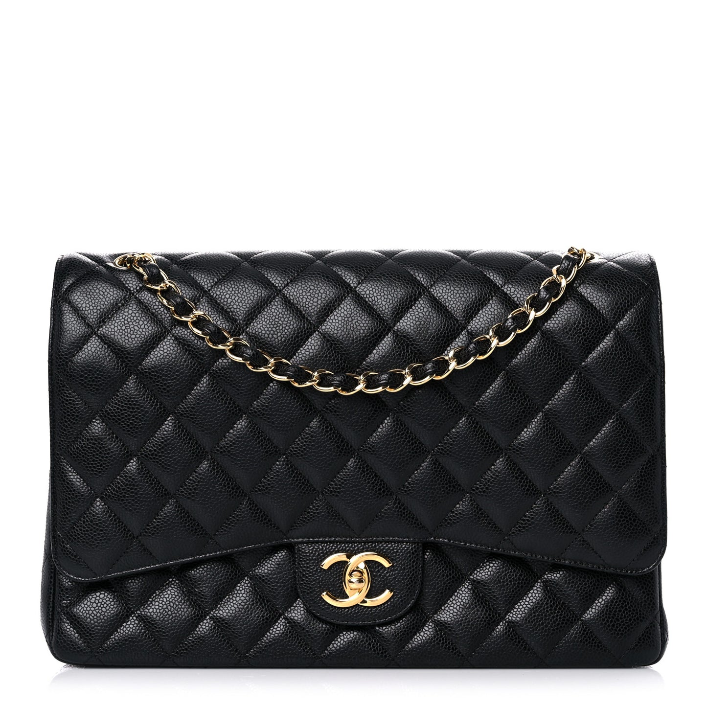 Caviar Quilted Maxi Double Flap Black