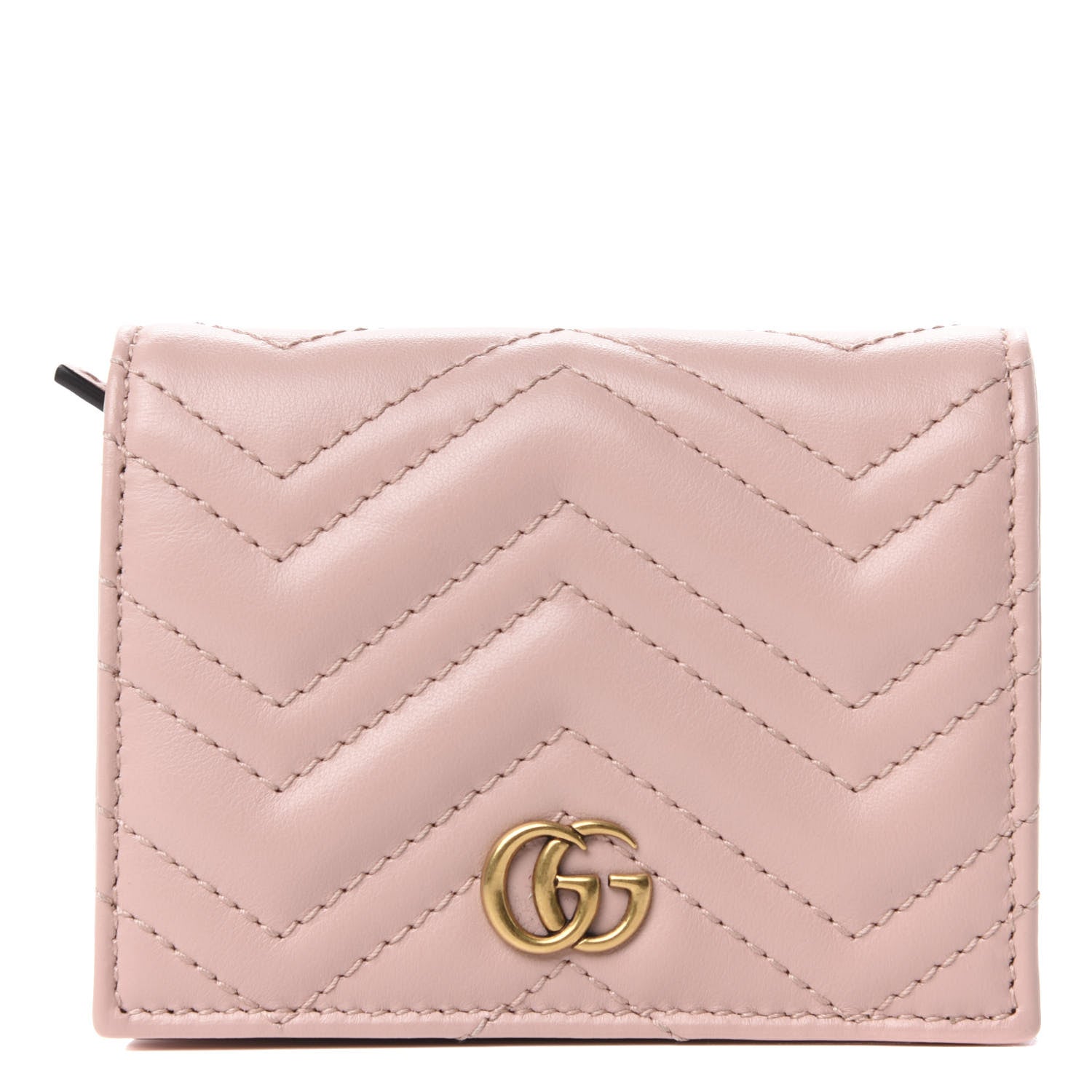Gucci Calfskin Matelasse GG Marmont Card Case Wallet Perfect Pink 1 of 8