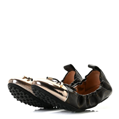 Louis Vuitton Monogram Flirty Ballerina Flats 37.5 Gold 3 of 10