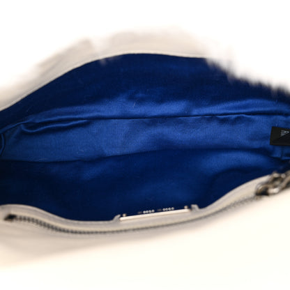 Miu Miu Rabbit Fur Crystal Flap Clutch Azzuro White 5 of 10
