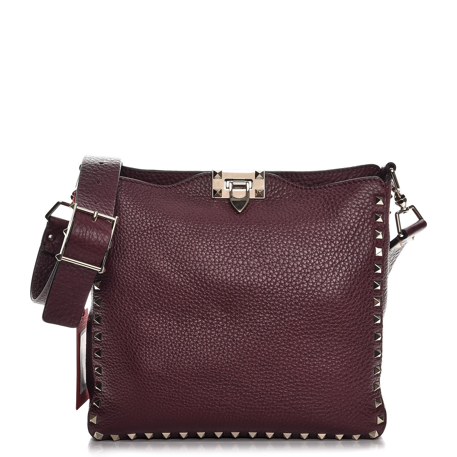Valentino Garavani Pebbled Calfskin Small Rockstud Flip-Lock Messenger Bag Vinaccia 1 of 6