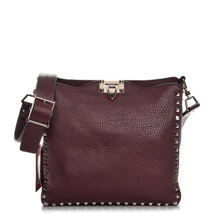 Valentino Garavani Pebbled Calfskin Small Rockstud Flip-Lock Messenger Bag Vinaccia 1 of 6