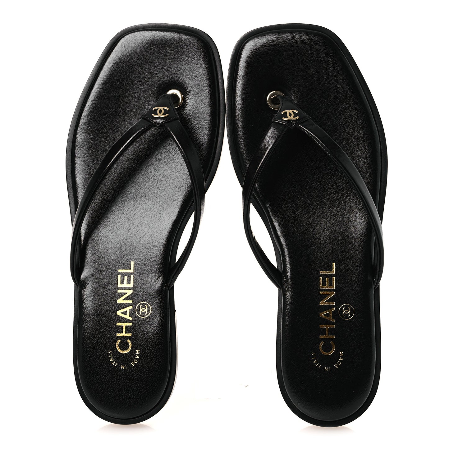 Goatskin CC Times Square Thong Sandals 37 Black