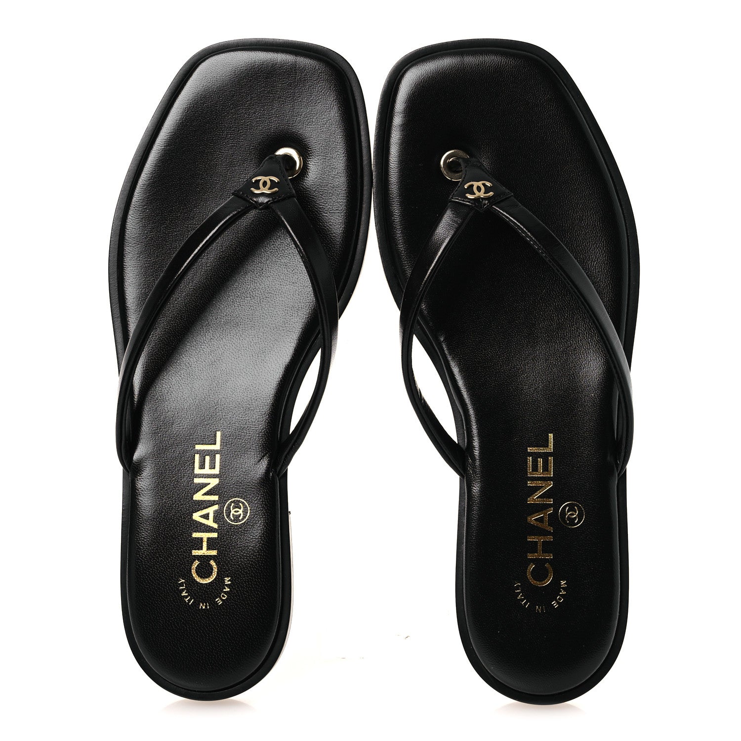 Chanel Goatskin CC Times Square Thong Sandals 37 Black 2 of 12