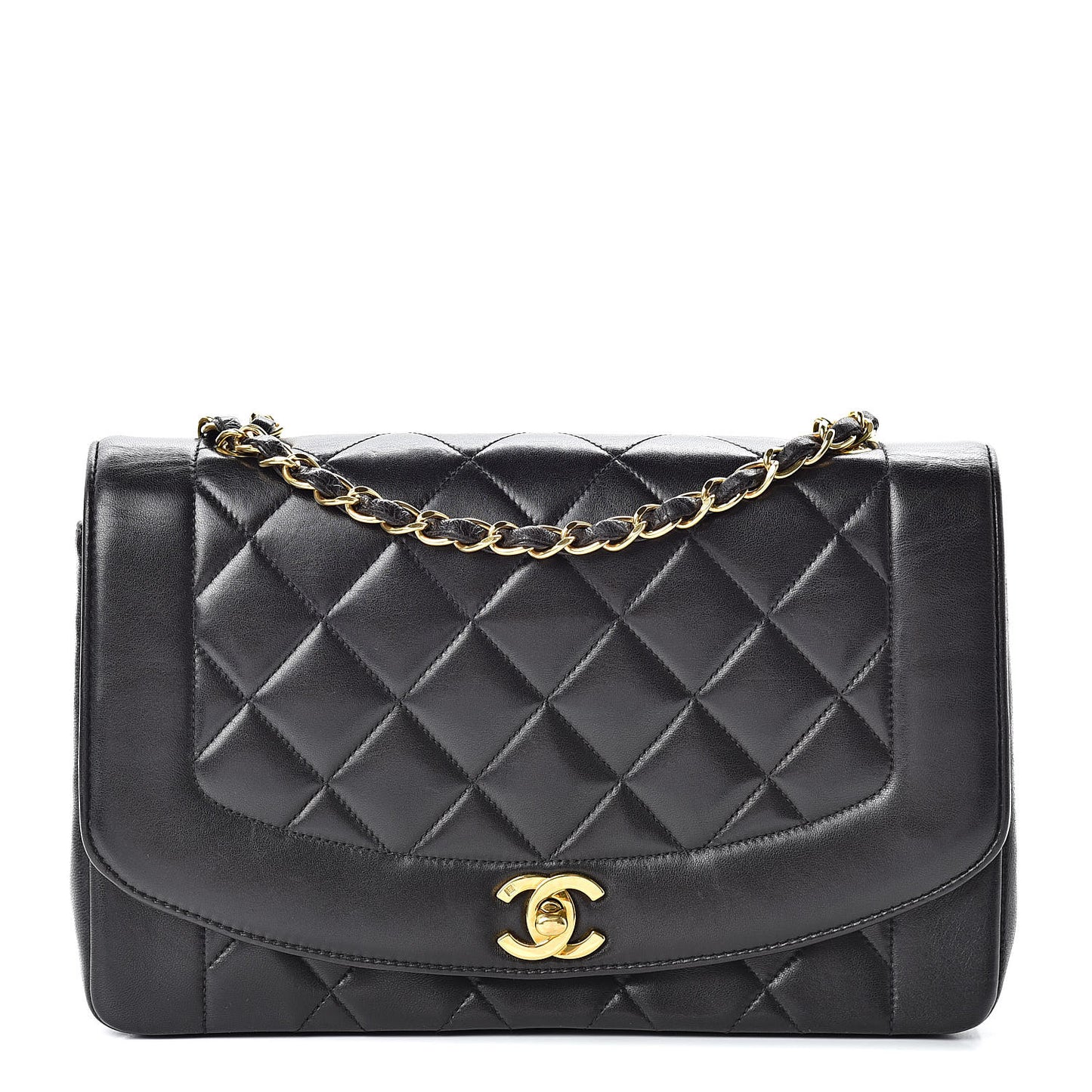 Lambskin Quilted Medium Single Flap Black