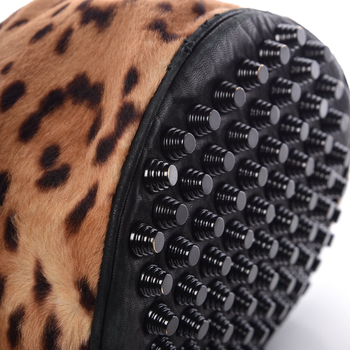 Pebbled Lambskin Pony Hair Leopard Diego Bucket Bag Black Hardware